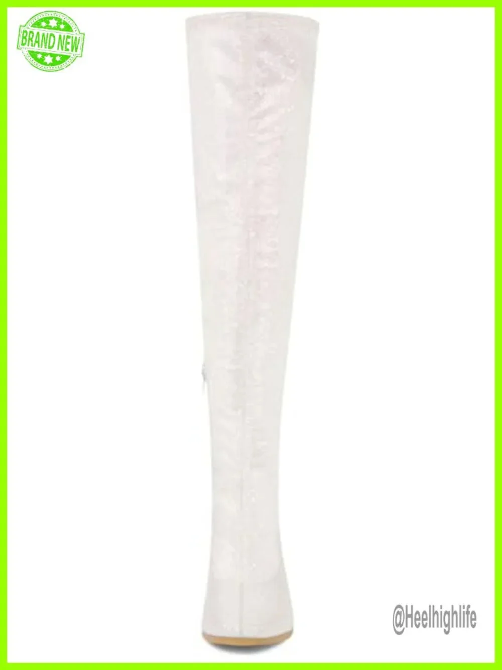Over the Knee High Boots Chunky Heel Round Toe Glitter Lace Up Sparkly